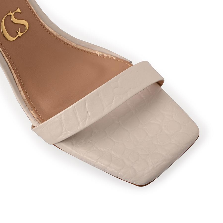 White Sandal with Geometric Heel
