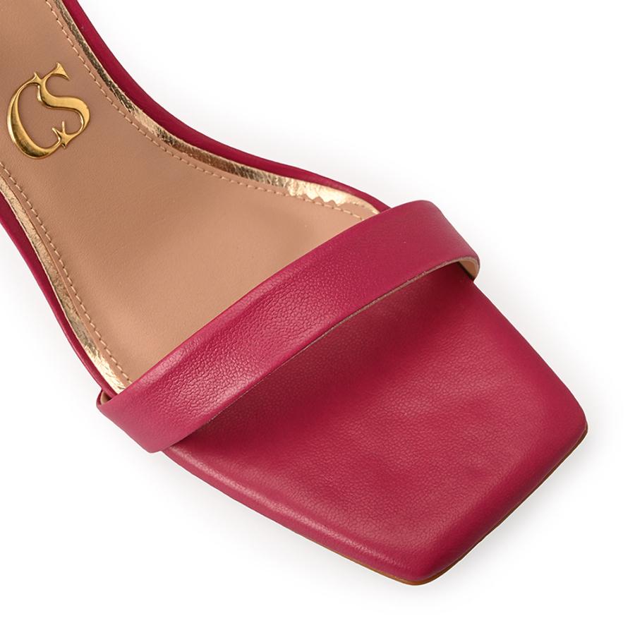 Fuchsia Pink Geometric Heel Sandal