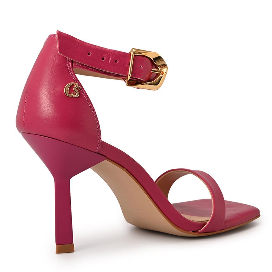 Fuchsia Pink Geometric Heel Sandal
