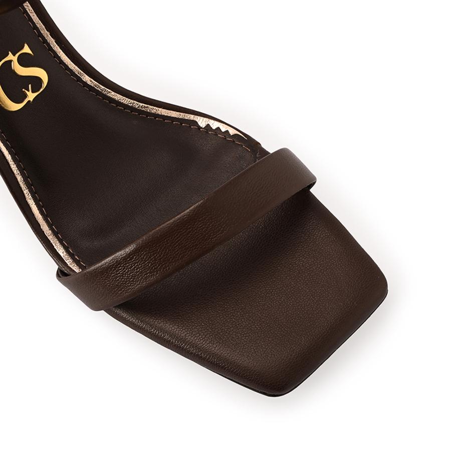 Brown Cocoa Geometric Heel Sandal