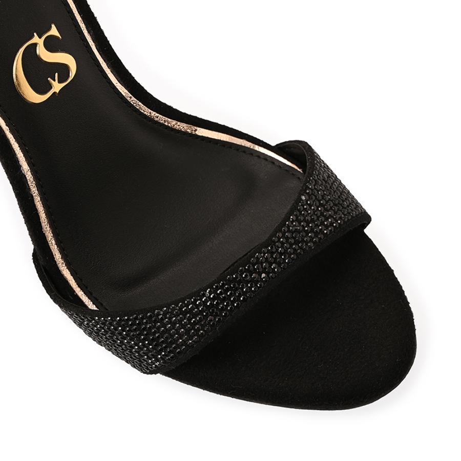 Black Platform Sandal with Crystals