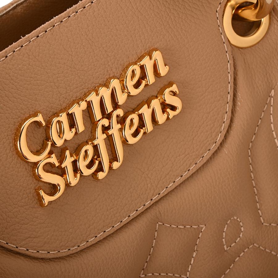 Beige Camel Leather Bag with Quilting