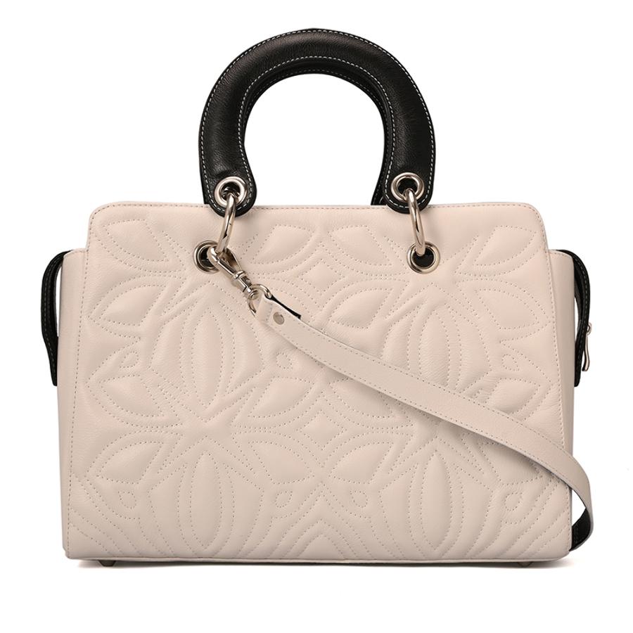 White Leather Bag Bianco with Quilting