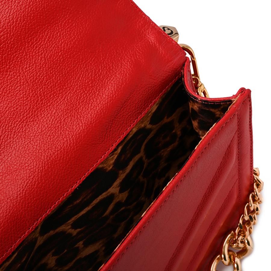 Red Ruby Quilted Bag with Chain Strap
