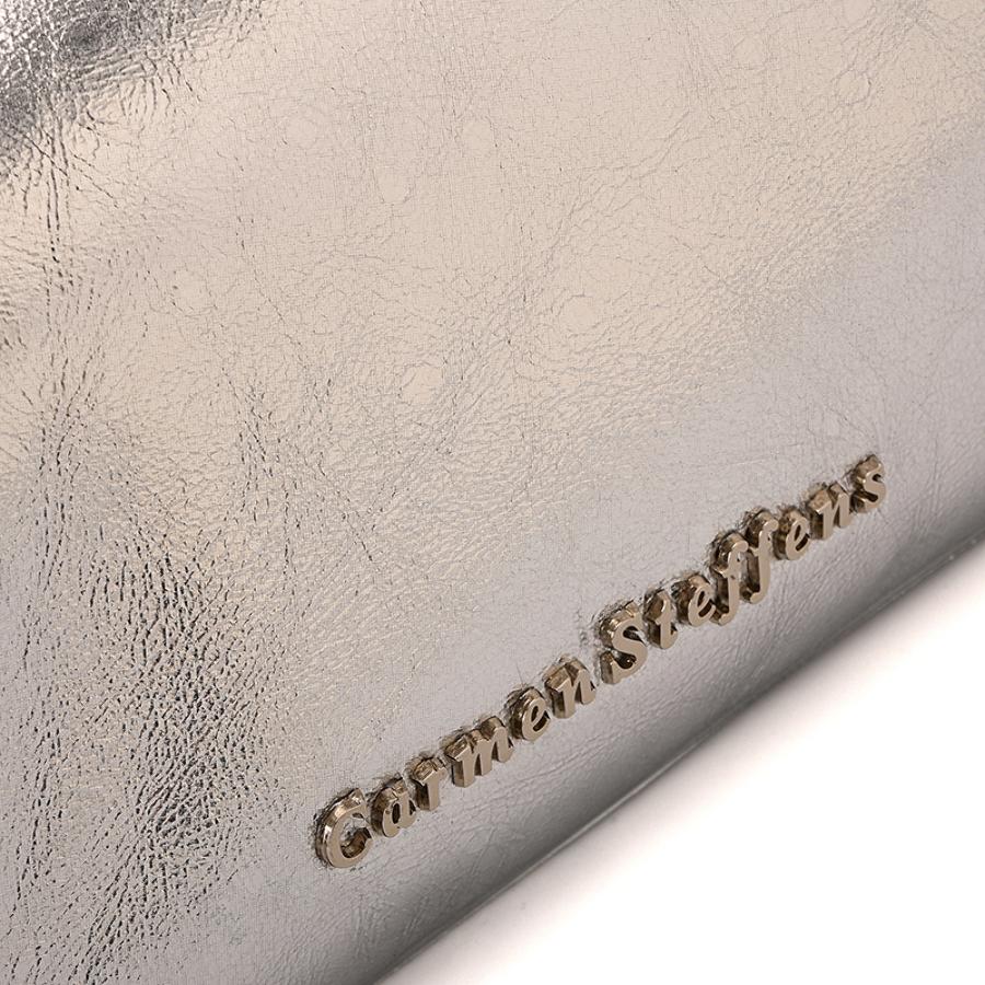 Half-Moon Silver Leather Bag with Chain