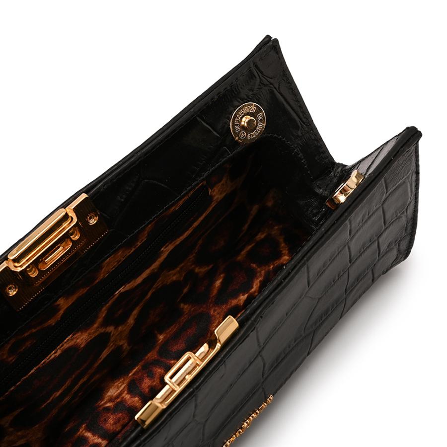 Black Croco Leather Crossbody Bag