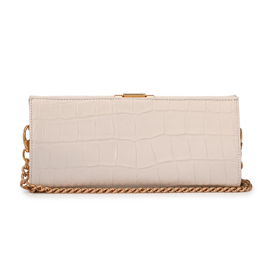 White Crossbody Bag Bianco Croco Leather
