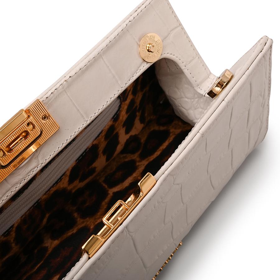 White Crossbody Bag Bianco Croco Leather