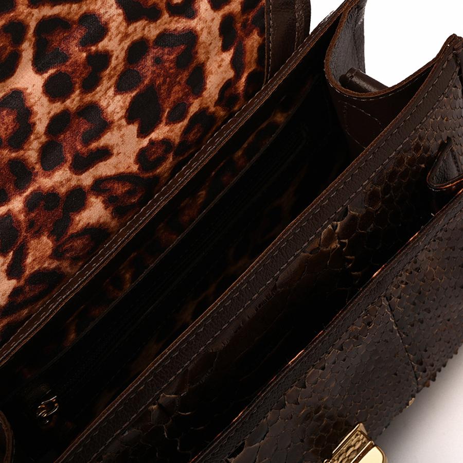 Crossbody Handbag in Coffee Brown Python