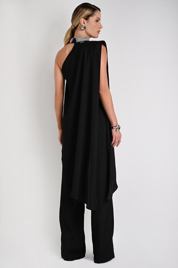 ASYMMETRIC BLOUSE WITH OVERLAY