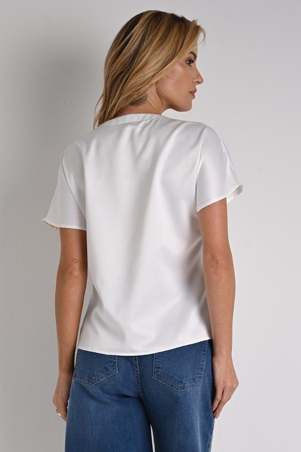 CREPE BLOUSE WITH DISTINCTIVE NECKLINE
