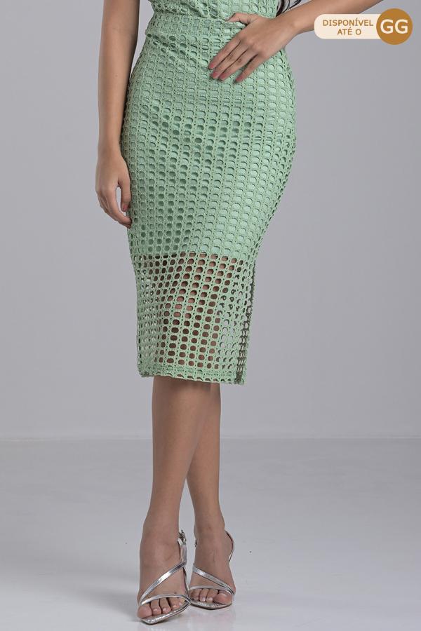 Green Sweet Herb Midi Skirt