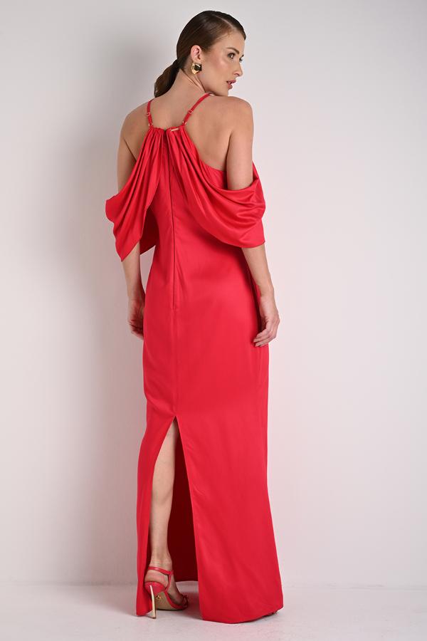 LONG DRESS WITH FLOWER APPLIQUE