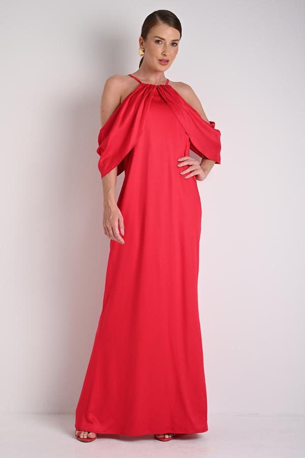 LONG DRESS WITH FLOWER APPLIQUE