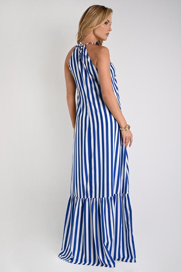 Mullet Dress Halter Neck Blue Striped