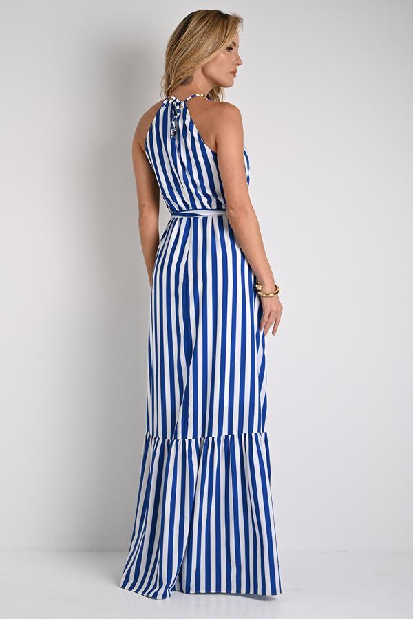 Mullet Dress Halter Neck Blue Striped