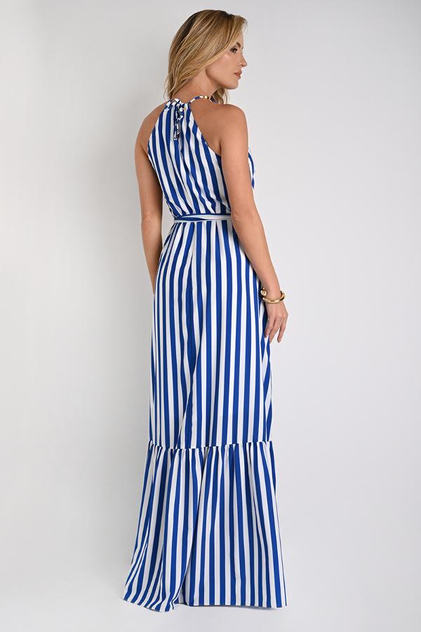 Mullet Dress Halter Neck Blue Striped