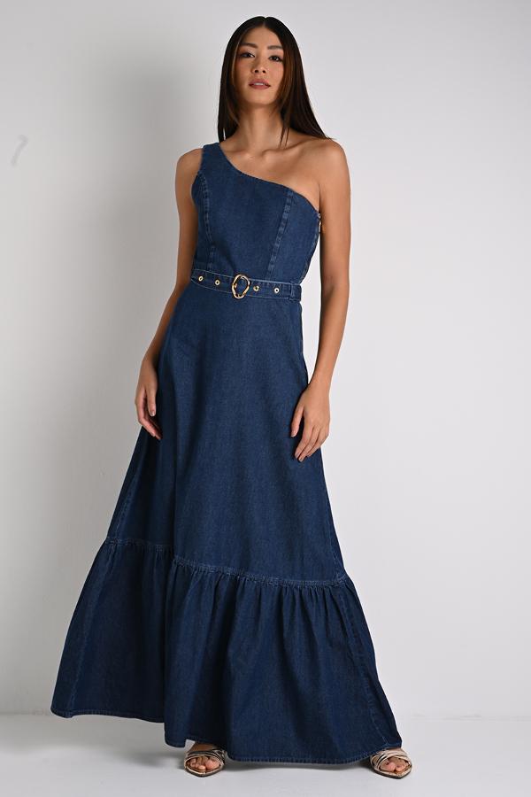 DENIM FLOWERS DRESS