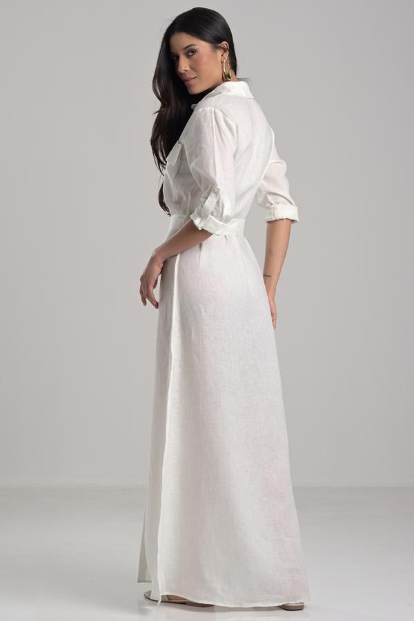 Off-white Shirt Dress with Pockets
