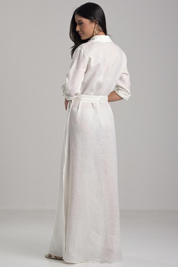 Off-white Shirt Dress with Pockets